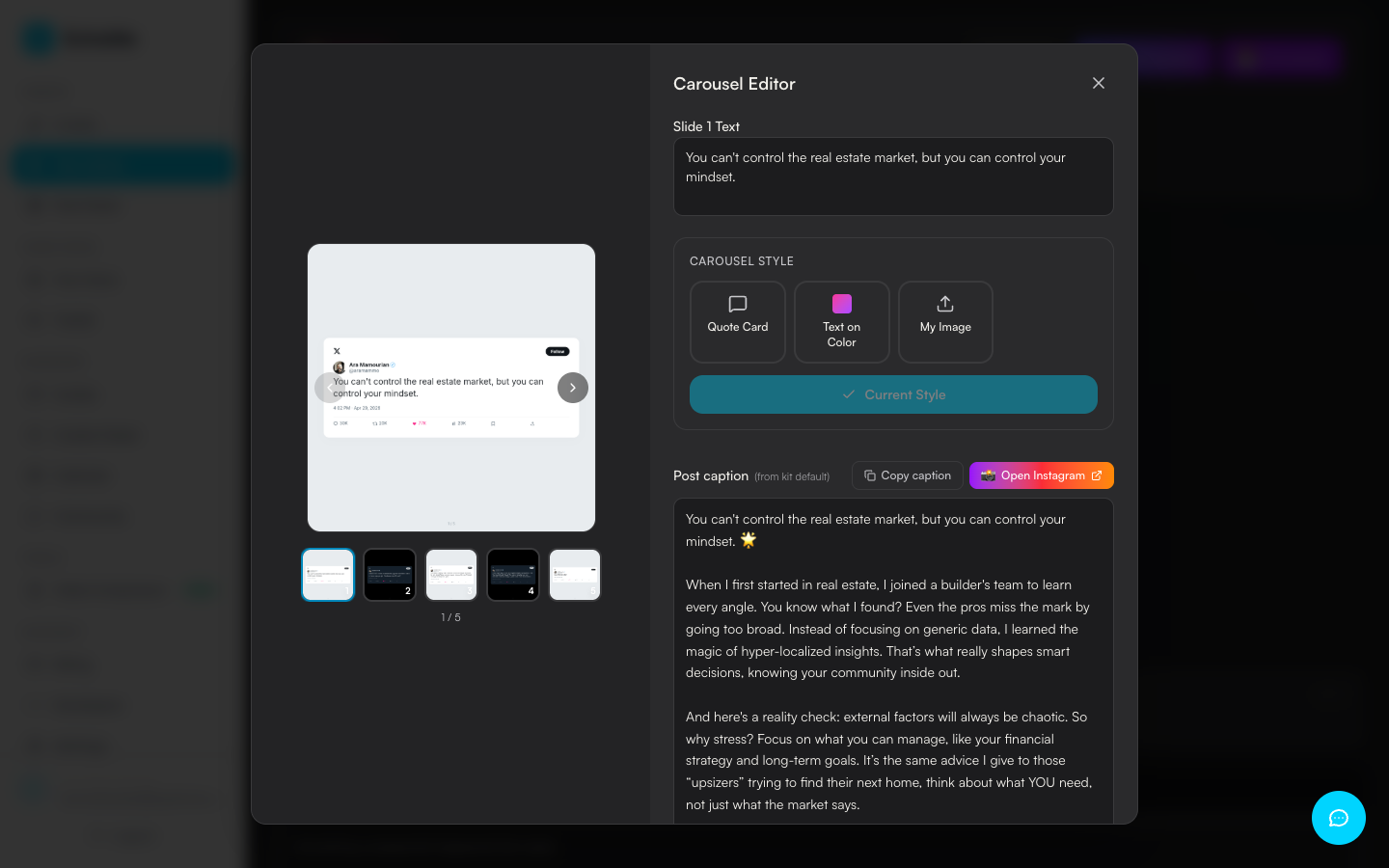 Editing Carousels — Text, Style, Layout, Download
